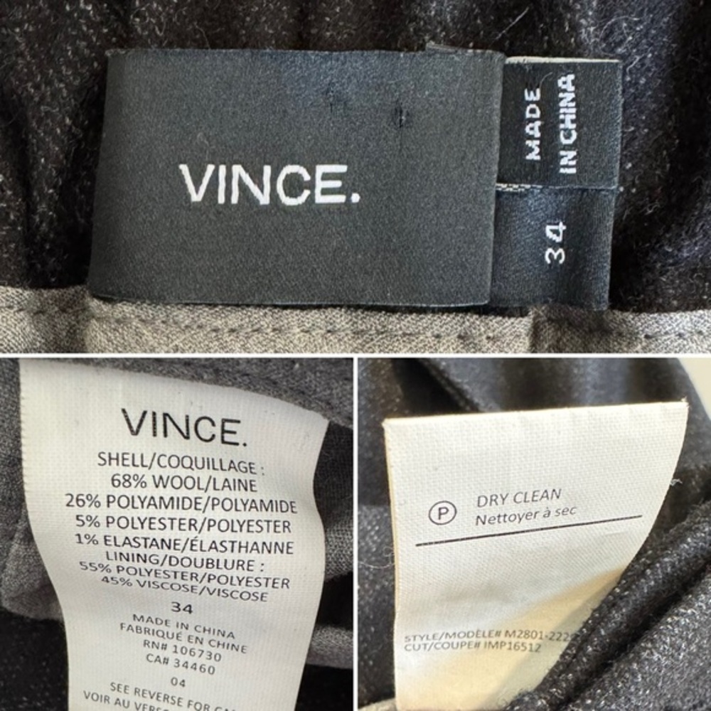 Vince wool blend black gray plaid jogger pants 34 - Picture 11 of 12